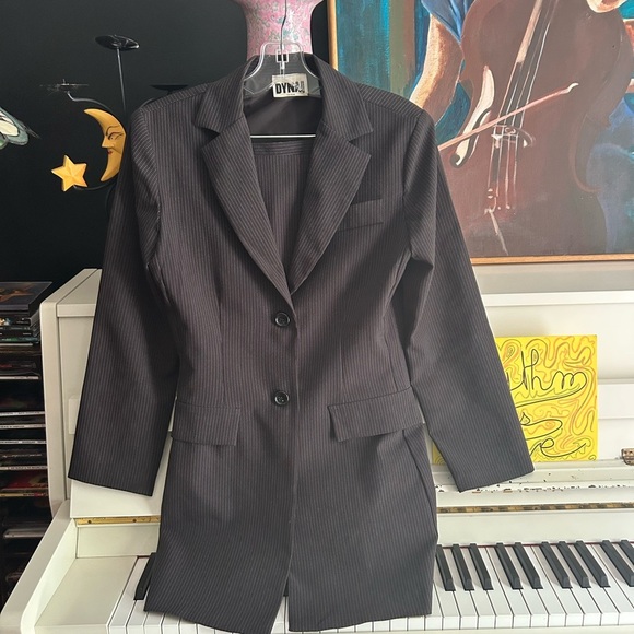 Dynamite Charcoal Pinstripe Skirt Set - Picture 10 of 16